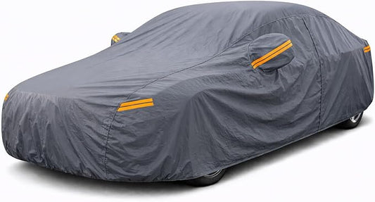 Coverlex Full Size Sedan Car Cover Waterproof All Weather, 6 Layers Heavy Duty Outdoor Car Cover Universal Fit for Chrysler 300, Chevy Impala, Ford Taurus, Buick Lacrosse, Cadillac XTS/CT6