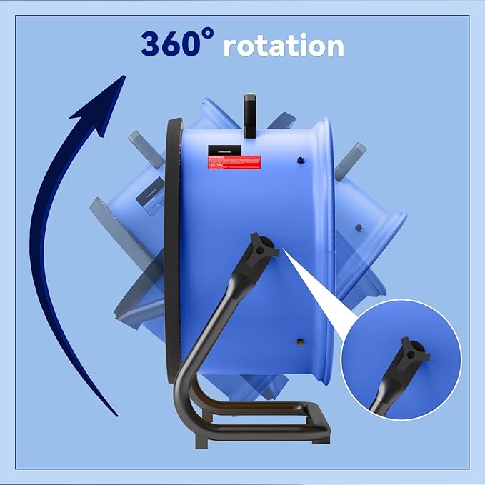 16 Inch High Velocity Industrial Floor Fan, 3000 CFM Heavy Duty Metal Shop Fan, 3 Speeds, 360° Tilt & Wall Mountable, Portable Air Circulator for Garage Workshop Warehouse Gym - UL Listed
