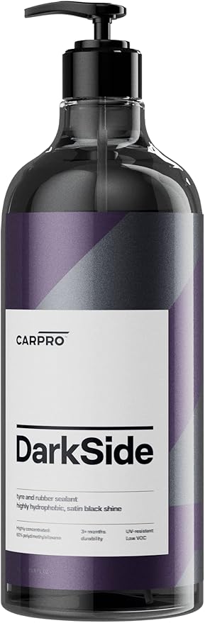 CARPRO DarkSide - Tire & Rubber Sealant, Hydrophobic & Self-Cleaning, Satin Black Shine, UV Protection, Revives Dull Faded Rubber, Ready to Use - Liter (34oz)