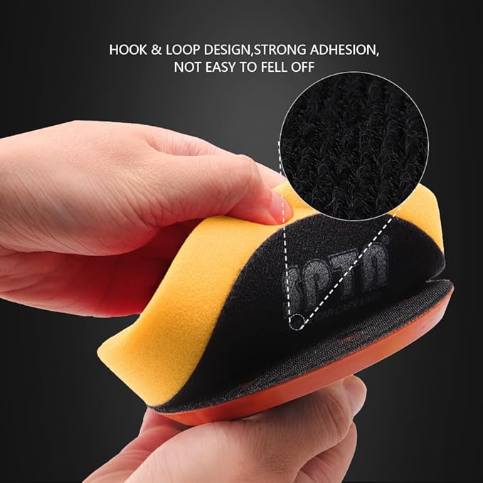 SPTA Yellow T80 High-Cut Foam Polishing Pad, 1Pc 6.5 Inch Buffing Polishing Pads for 150mm Backing Plate Compound Buffing Sponge for Car Buffer Polisher Compounding, Polishing and Waxing -FPBFS6Y