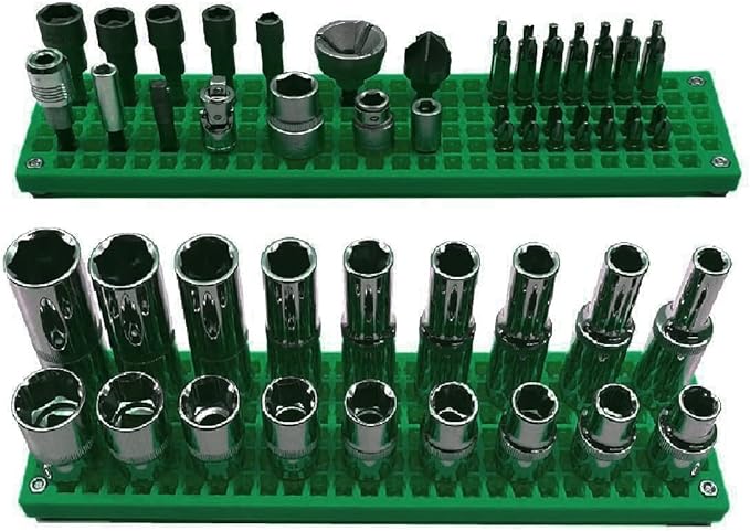 Organizer Genie ® - One Green Slim Pegboard to organize your Sockets, Wrenches, Pliers, Screwdrivers, Bits and All Other Tools