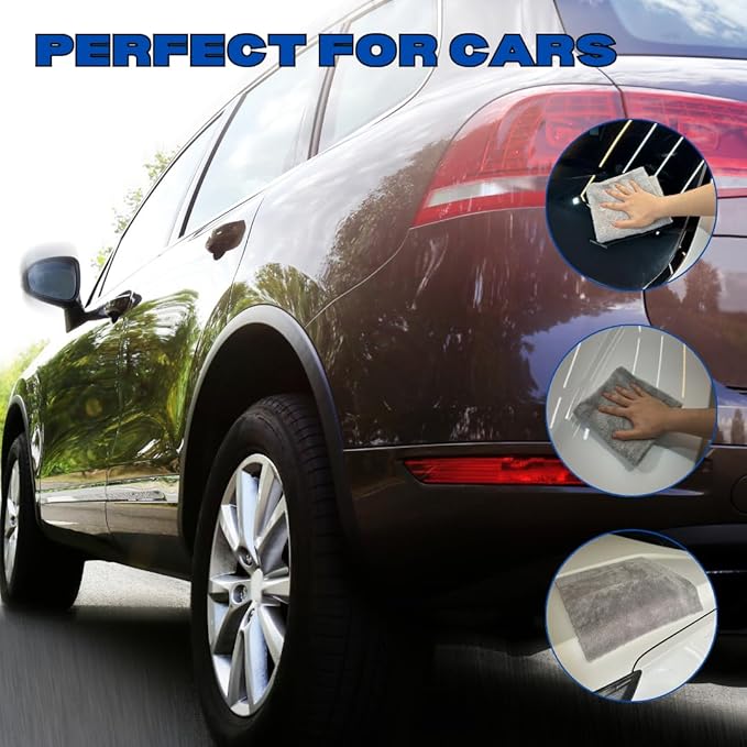 Microfiber Car Towels 16x16in - 6 Pack, 500gsm - Ultra-Absorbent, Lint-Free, Scratch-Free Cleaning & Detailing Cloths for Cars and Automobiles (Grey)