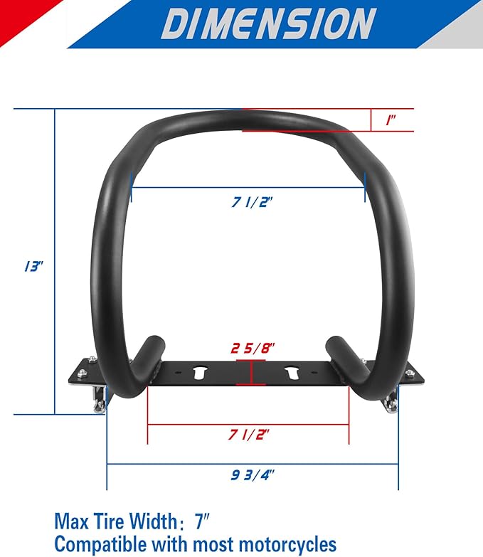 Heavy-Duty Steel 7" E-Track Motorcycle Wheel Chock,Adjustable Front Tire Stop for E-Track & X-Track Systems for Trailer & Cargo Transport Use (2 Pack)