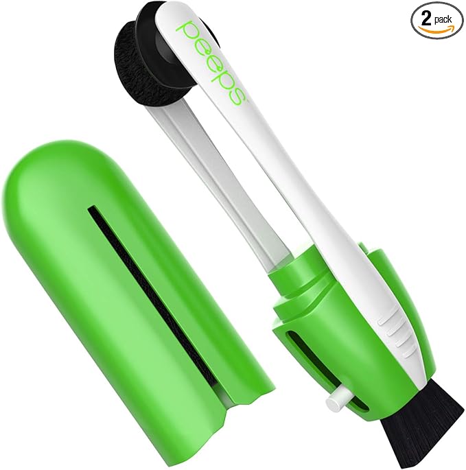 CarbonKlean Peeps Eyeglass Lens Cleaner - Efficient and Durable Carbon Microfiber Technology - Exclusively Used by NASA - 500 Uses (Green, 2 Pack)