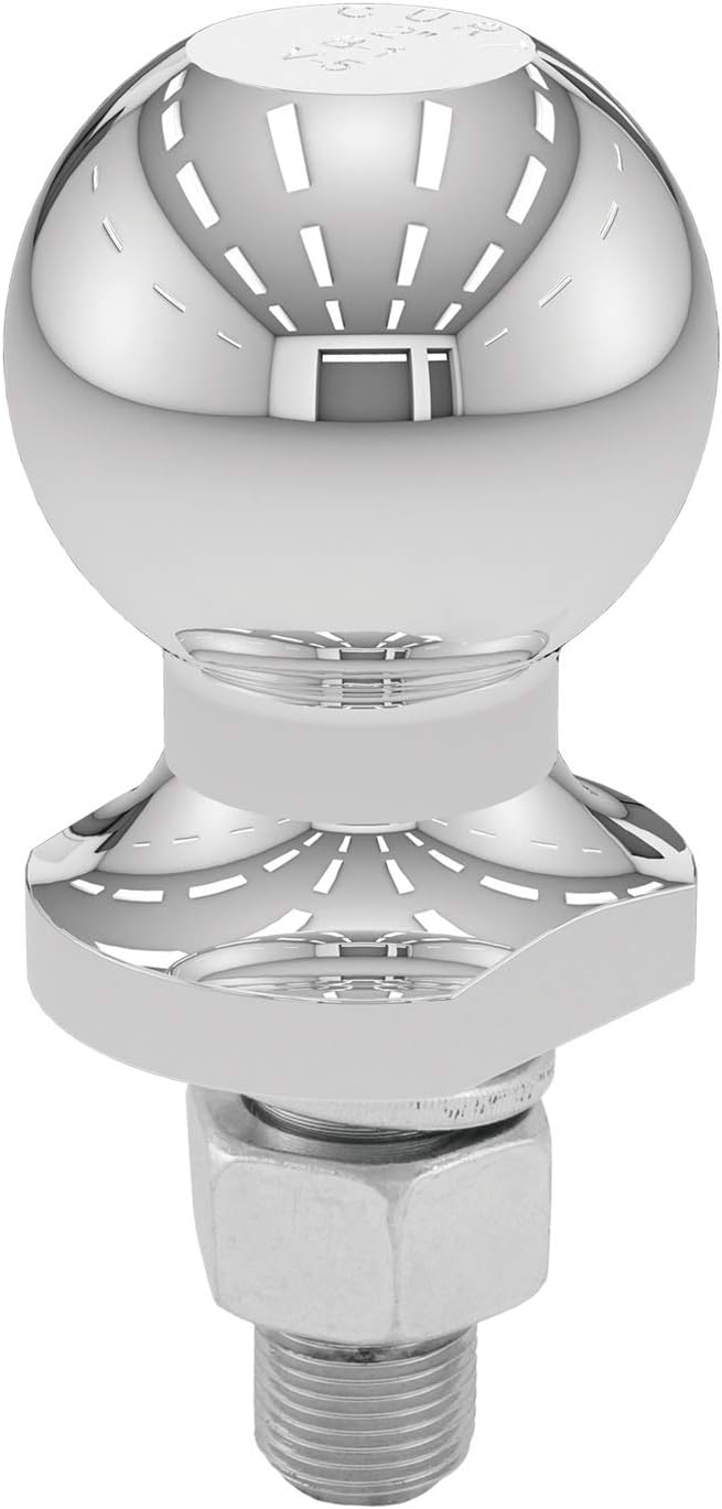 CURT 40097 Chrome ATV, UTV, Lawn Tractor Hitch Ball, 2,000 lbs, 2-Inch Diameter, 5/8 x 1-3/4-Inch Shank