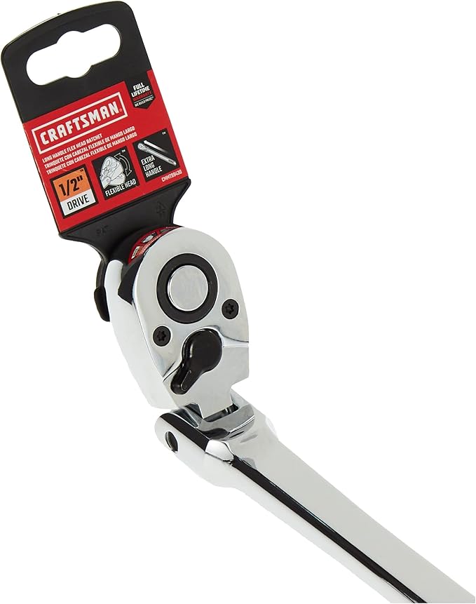 CRAFTSMAN Flex Head Ratchet, Pear Head Long Handle, SAE, 72-Tooth, 1/2-Inch (CMMT99430)
