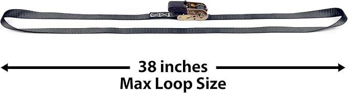 PowerTye MFG - Endless Ratchet Straps - 1in x 7ft No Hooks, Premium Tie Down Straps for Motorcycle, Kayak, Truck & Trailer Use with Continuous Loop Design, 400 lb Working Load, Black 2-Pack