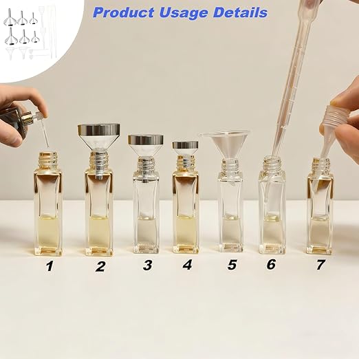 14 Pcs Small Funnel Set, Silver Aluminium Metal Mini Funnels, Clear Plastic Dropper Plastic Dispenser for Bottle Filing Essential Oil, Liquid, Glitter Powder, Perfume, Cosmetics, Crafts, Sand