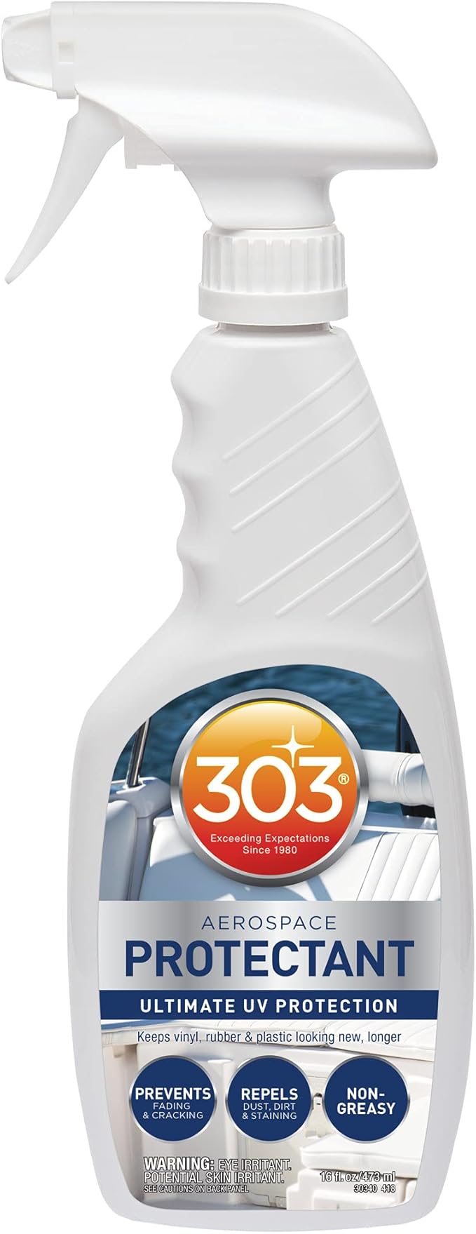 303 Products Marine Aerospace Protectant Spray – UV Protection, Repels Dust, Dirt, & Staining, Matte Finish, Restores Like-New Appearance, Outdoor Patio & Boat Cleaning Supplies 16 Fl. Oz.