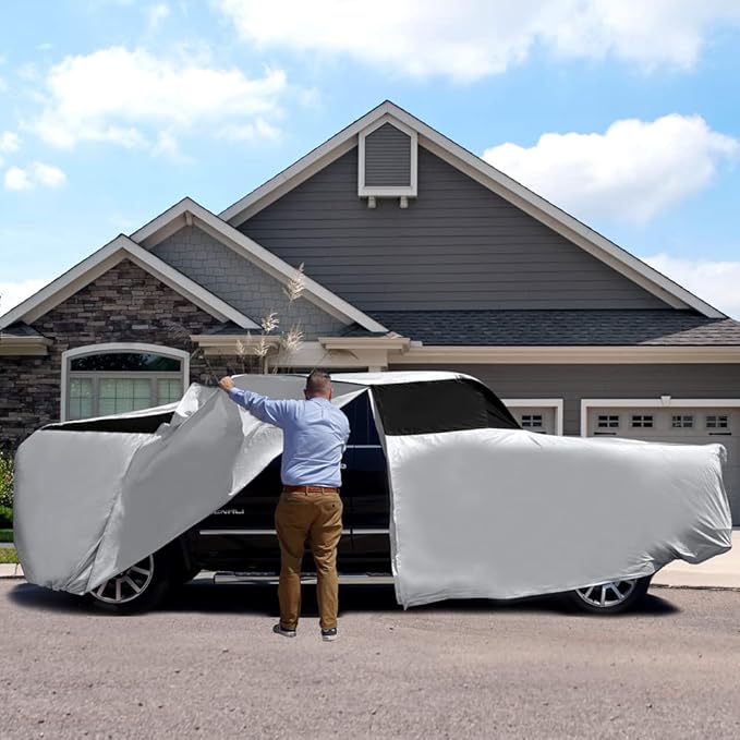 Titan Premium Multi-Layer PEVA Car Cover for Mid-Size Pick-up Trucks 200-212”. Waterproof, UV Protection, Anti-Scratch Protective Lining, Driver-Side Zippered Opening. Fits Tacoma, Ranger and More.