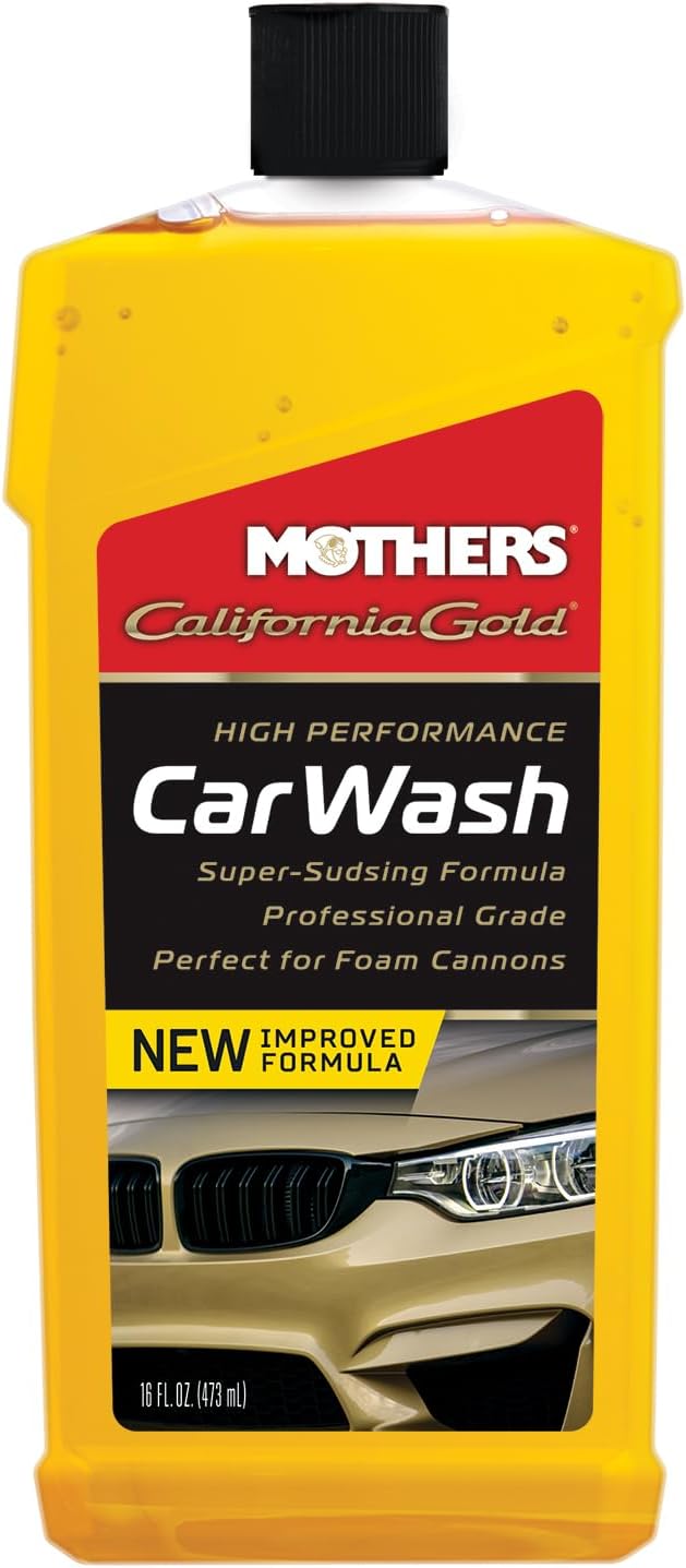 Mothers California Gold High Performance Car Wash, 16 oz. — pH Balanced, Eco-Friendly, Super-Sudsy, Foam Cannon, Safely Cleans Without Stripping Wax, Sealant or Coating, Removes Dirt & Grime (05600)