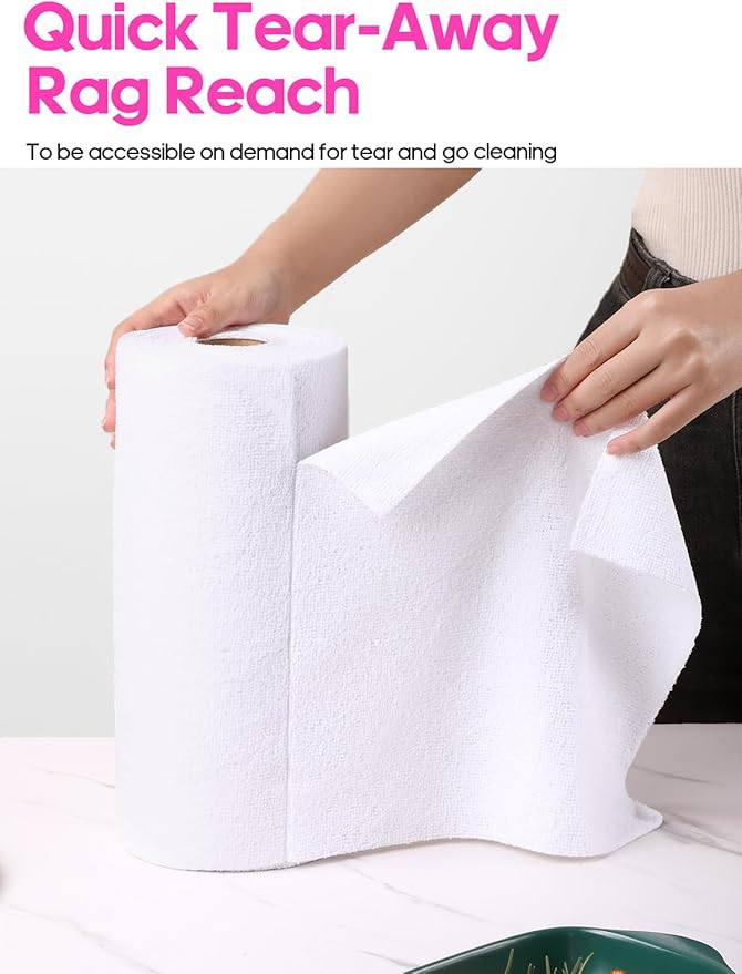Tear-A-Rag Roll -50 Pack, 12 x 12 Microfiber Cleaning Cloth, Reusable Towels for Home, auto and Shop (White)