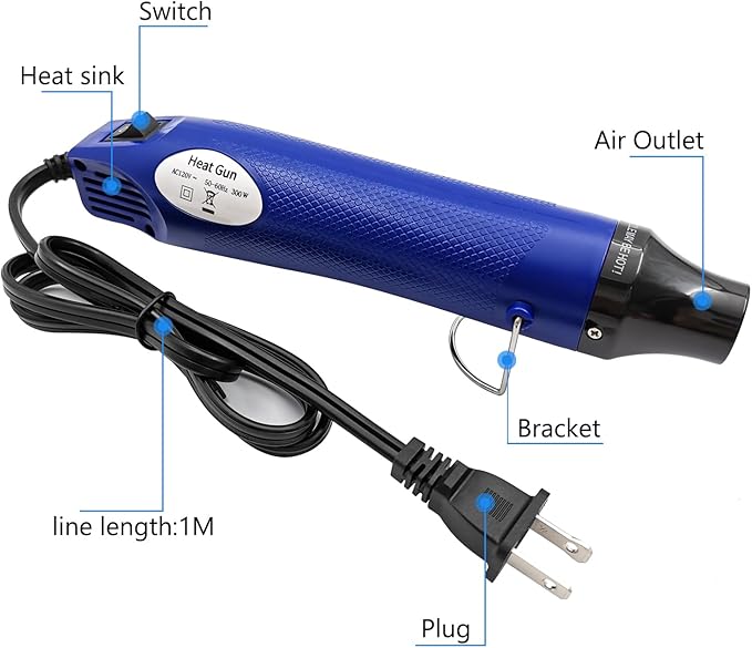 Heat Gun, Mini Hot Air Gun for DIY Crafts Portable Heat Air Gun Tool for Embossing Shrink Wrapping Drying Paint