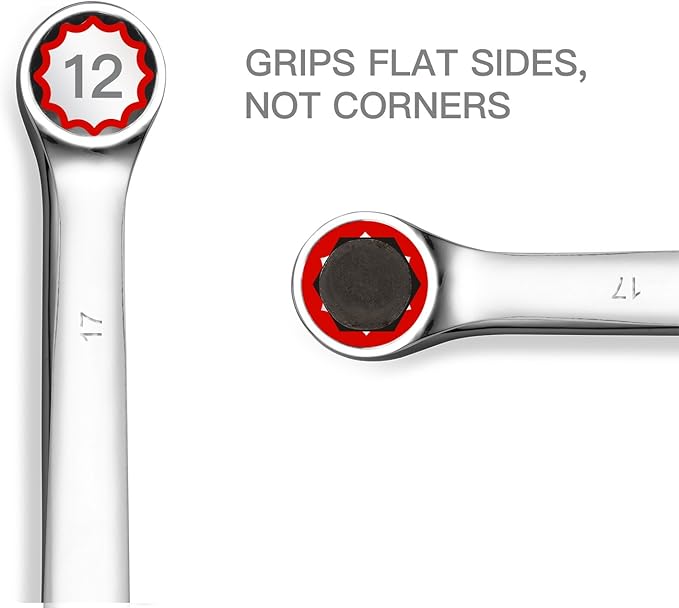 Max Torque 10-Piece Premium Metric Combination Wrench Set, Chrome Vanadium Steel, Long Pattern Design | Include Metric Sizes 6, 8, 10, 11, 12, 13, 14, 15, 17, 19mm with Storage Rack Organizer