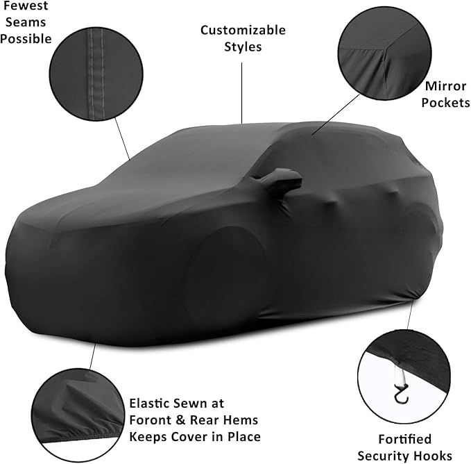 WinPower Indoor Car Cover SUV Stretch Dustproof Protection Full Car Cover for Underground Garage, Car Show, Black
