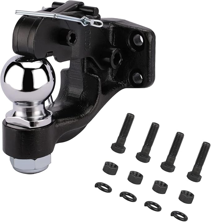 10-Ton Pintle Hook Trailer Hitches Receiver Hook Combination 2-5/16” Hitch Ball with Mounting Kit, 20000 lbs