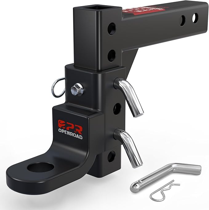 OPENROAD Adjustable Trailer Hitch Ball Mount, Fits 2-Inch Receiver, 1-Inch Hole, 7500lbs, 9-1/2" Drop/ 8-1/4" Rise Drop Hitch, Tow Hitch for Heavy Duty Truck with Secure Screw-in Pin & R-Clip