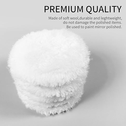 7 Piece 3 Inch Wool Buffing Pad, Drill Buffer Connecting M10 Drill Adapter, Buffing Pads, for Car Polishing and Waxing, Painting Tabletops, Old Leather Sofas, Tile Polishing