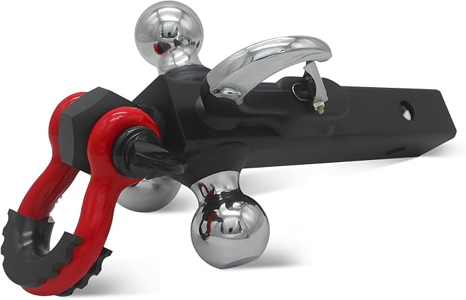 Trailer Hitch Ball Mount with Tow Shackle and Hook, Heavy Duty Hitch Mount with 2-5/16", 2", 1-7/8" Ball Fits 2Inch Hitch Receiver for Heavy Duty Trucks, SUVs, and Cars