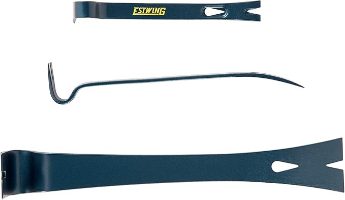 ESTWING 3-Piece Pry Bar Set - 5.5", 7.5" & 10" Nail Pullers with Wide, Thin Blades & Forged Steel Construction - PB3PC