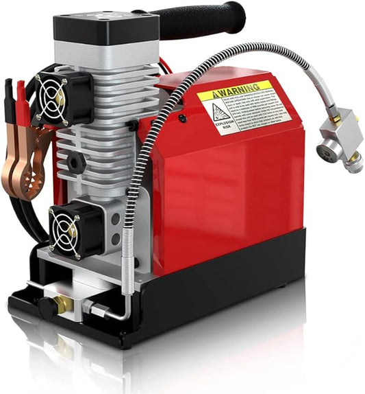 GX PUMP GX-E-CS2 Portable PCP Air Compressor, 4500Psi/30Mpa, Oil-Free,Powered by Car 12V DC or Home 110V AC with Converter (Included), Paintball Tank Compressor with Extra Moisture-Oil Separator
