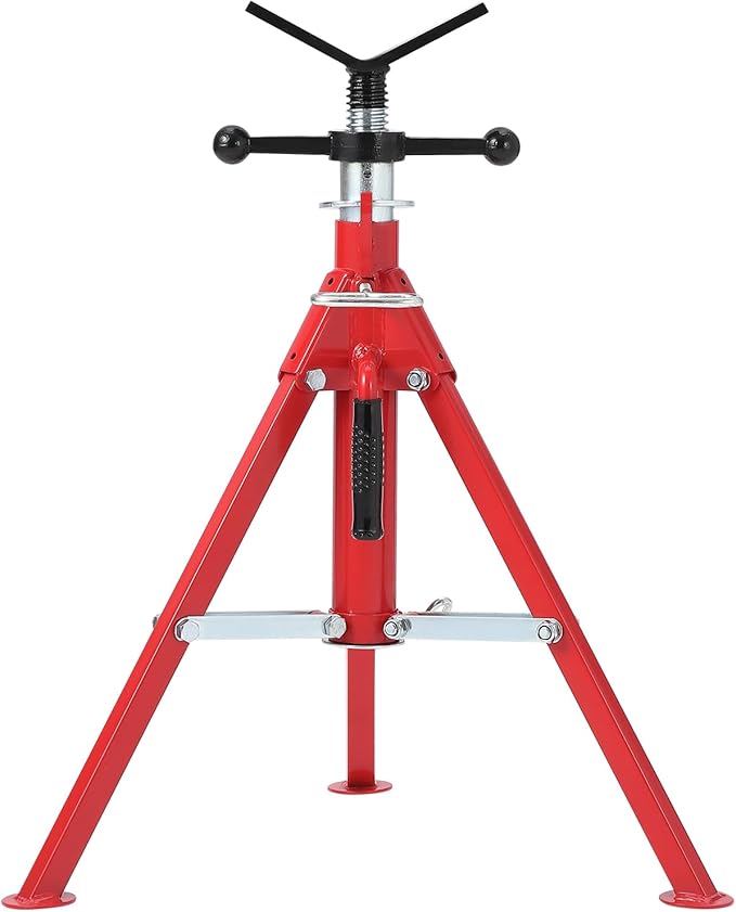 Heavy-Duty v-Head Pipe Jack Stand, 28”-52” Adjustable Height Steel Jack Stand, Portable Folding Pipe Stands with 2500 LBS Load Capacity, Pipes Welding Stands for Automotive Repair & Construction Tasks