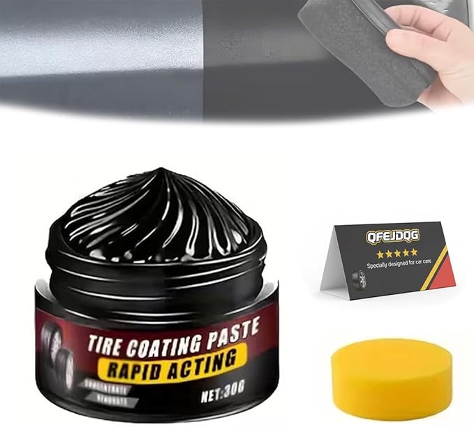 Premium Tire Coating & Trim Restorer, Tire Coating Paste, Long-Lasting Ceramic Coating & UV Protection, Bring Back the Original Deep Black Shine to Rubber and Plastic ﻿(1pc)