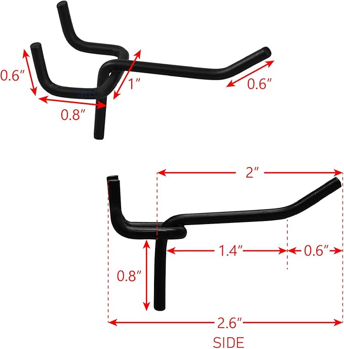 MOOCA 24 Pcs Small Metal Black Pegboard Hooks Hanger 2.6 Inch for Hanging Jewelry, Scarf, hat, Key, and mask