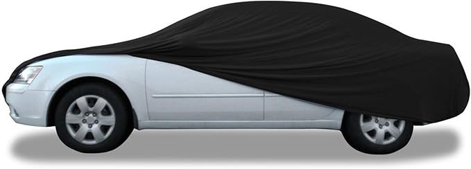 Budge Indoor Stretch Car Cover, Premium Dustproof Protection with Soft Fleece Lining, Breathable Indoor Car Cover Fits Vehicles up to 170 Inches, Black