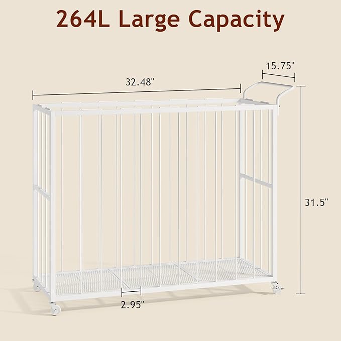 Homsorout Ball Storage Bin Rolling Sports Ball Cart, Metal Garage Organizer Sport Rack, Ball Basket Storage, Ball Cage for Garage or Gym, Indoor & Outdoor Sports Equipment Organizer