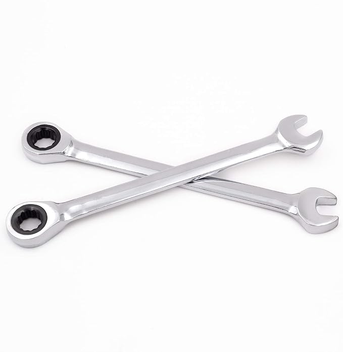KINJOEK 4 PCS 13mm 12PT Ratchet Wrench, Metric Ratcheting Wrench Set with 5° Movement and 72 Teeth for Projects with Tight Space