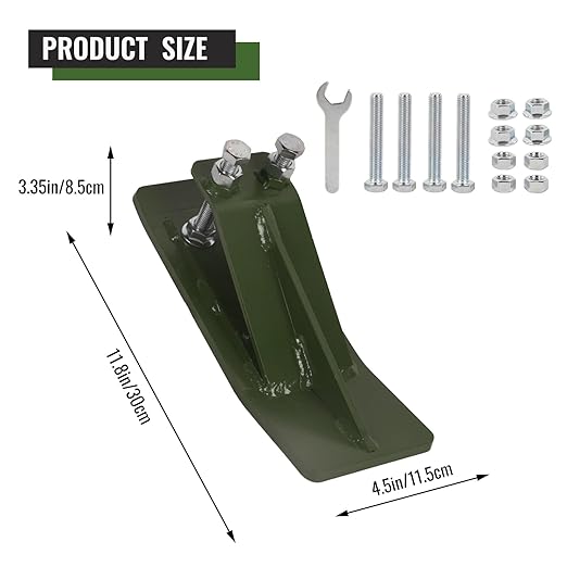 Doppy 2Pcs Tractor Bucket Protector, 3/8'' Thick Snow Skid Tamer, Double Hex Lock Nuts & Bolts Included for Snow Removal, Leaves, Gravel Spreading, Green