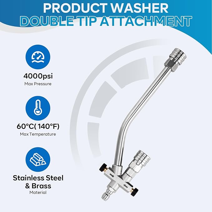 Foam Cannon Dual-Connector Accessory, Pressure Washer Double Tip Attachment for Foam Cannon, Pressure Washer Accessories with 1/4" Quick Connect for Car Wash, 5 Pressure Washer Sprayer Nozzles
