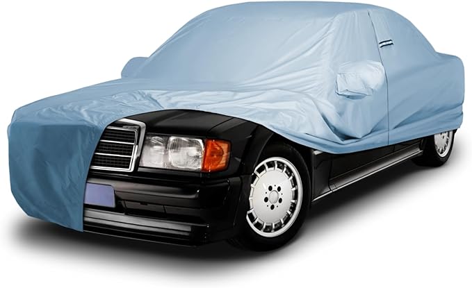 iCarCover Premium Car Cover for 1984-1993 Mercedes-Benz 190D, 190E Heavy Duty Waterproof All-Weather Automobiles Custom Fit Indoor Outdoor UV Snow Protection Covers with Straps and Bag