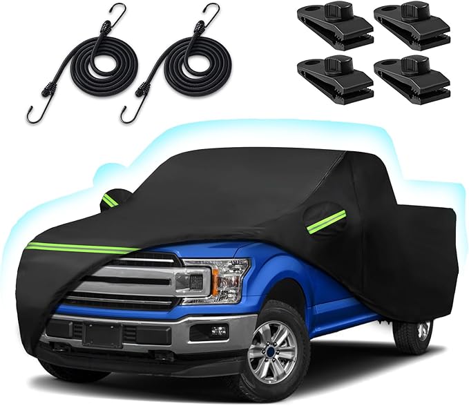 Car Cover for Ford F150 Super Crew Cab 5.5ft Bed, 6 Layers Waterproof All Weather Car Cover with Door Zipper & Cotton Lining for F150 XL/XLT/Lariat/King Ranch/Limited/Platinum/Tremor(5.5ft Bed)
