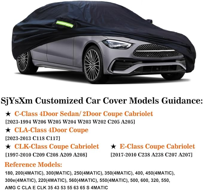 Car Cover Compatible with Mercedes-Benz C-Class 1994-2026 Sedan Coupe Cabriolet/CLA 2013-2026 Coupe/CLK CLE Coupe Cabriolet, Waterproof All Weather Covers for Outdoor, Rain Sun Snow UV Cover