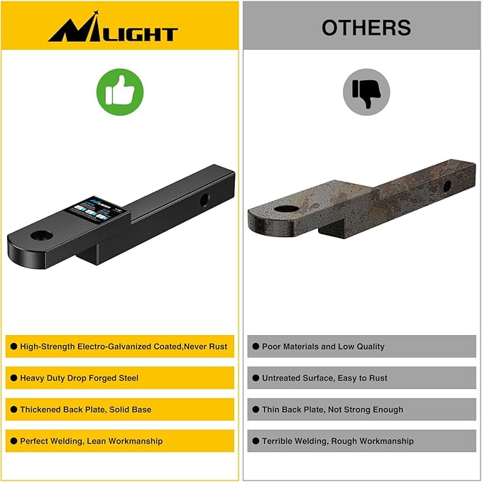 Nilight Trailer Hitch Mount Fits 1-1/4" Receiver Tubes 3500 lbs 3/4-Inch Hole 1-1/4" Drop 3/4" Rise Not Include Hitch pin