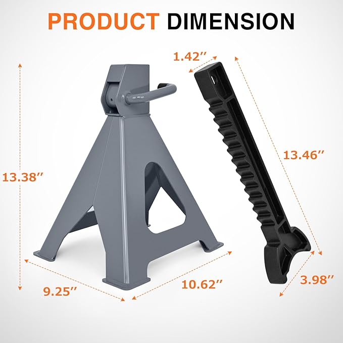 Nilight Jack Stands, 6 Ton (12,000 lbs) Capacity Heavy Duty Steel Car Lifting Stand, Adjustable Height 15.35" to 23.22", 1 Pair