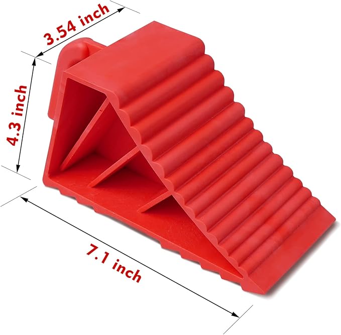 Donext Wheel Chocks Rubber Heavy Duty, Tire Chocks for Travel Trailers, RV, Camper, and Trucks 4-Pack, Red