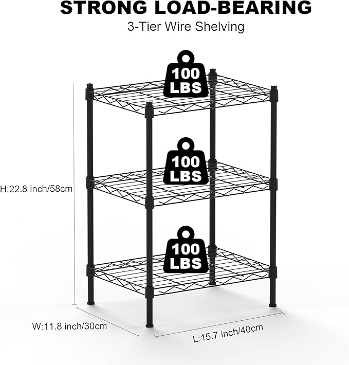 KKN Wire Shelving (11.8"" X15.7 X23), Black, ZWJ-03