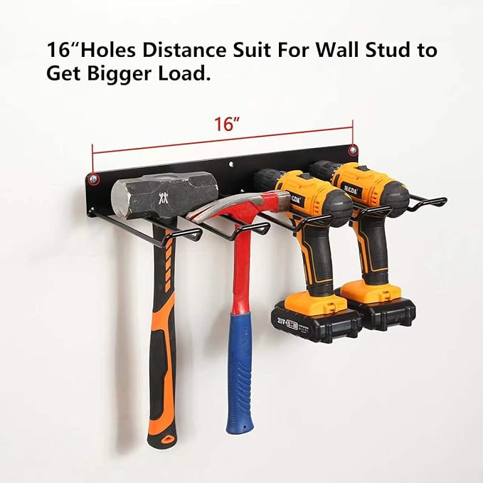 UU-Major Drill Holder Wall Mount,Power Tool Organizer,Heavy Duty Garage Tool Organizers and Storage,2 Pack Power Tool Storgae Racks Set Solid Metal Black…