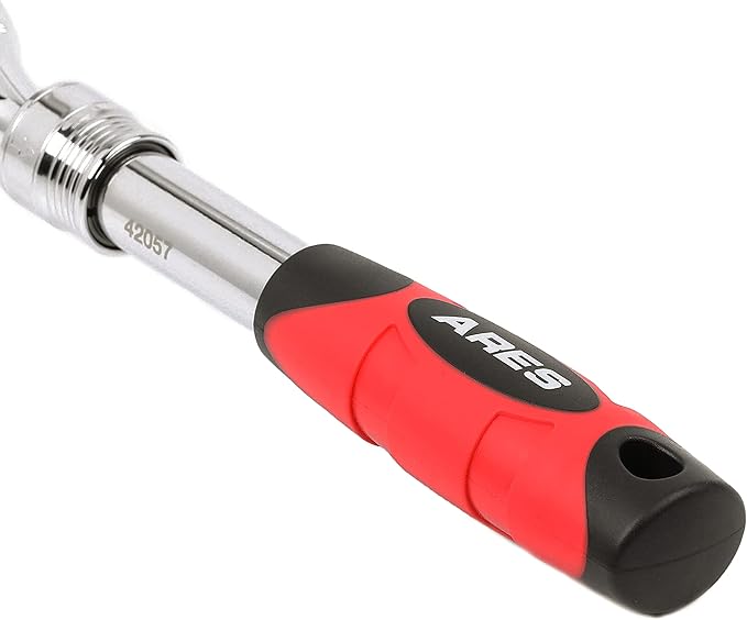 ARES 42055-3-Piece 72-Tooth Extendable Ratchet Set - Chrome Vanadium Steel - Mirror Polish Chrome Finish - Comfort Grip Injection Handle - Quick Release Socket Change - 72-Tooth Reversible Design