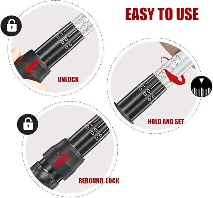 1/2-Inch Drive Click Torque Wrench (10-150 ft.-lb./13.6-203.3Nm) Dual-Direction Adjustable Torque Wrench Set
