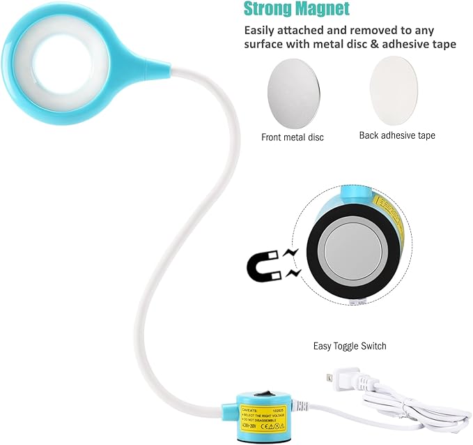 Magnetic LED Work Light, AMAZING POWER Flexible Ring-Shape Sewing Lamp for Workshop Sewing Machine Workbench Lathe Drill Press
