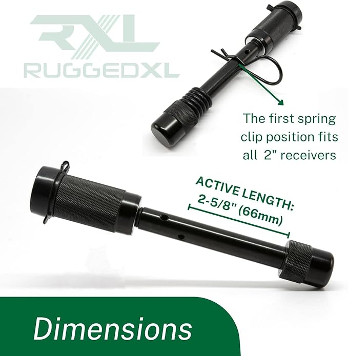 Tiger Lock 5/8" Black Trailer Hitch Locking Pin - Anti-Rattle Tow Hitch Receiver Lock, fits Class III - V Hitches with 2" and 2.5" Receivers