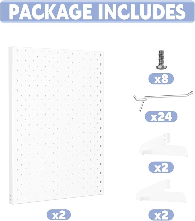 WALMANN Metal Tabletop Pegboard Display Standing Pegboards for Craft Shows, 12" x 16" Countertop Peg Board with Hooks for Jewelry & Accessories (Cream-White, 2-Pack)