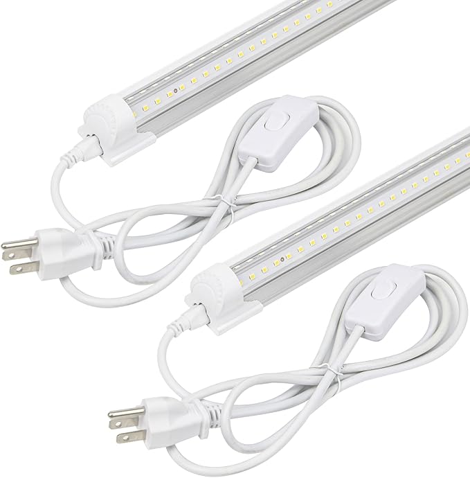 2Pack LED Shop Light 4FT,V Shape Integrated T8 LED Tube Light,6300LM,42W,5000K Super Bright White,High Output Linkable Shop Lights