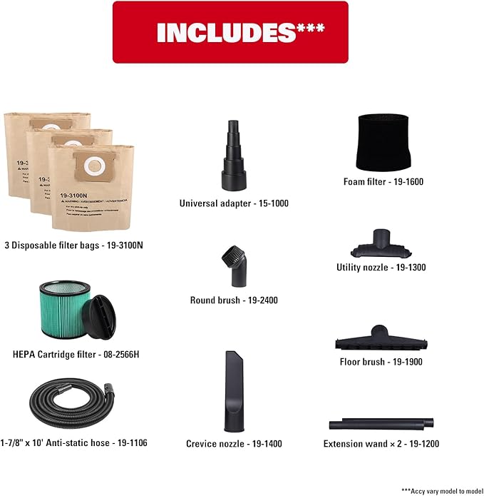 ECOMAX Dust Extractor, Shop Vac, Semi-auto Filter Clean, HEPA Filter, 8 Gallon Stainless Steel Tank 6.5 HP Wet Dry Vacuum, Anti-Static Hose, Dust-Full Indicator, for Woodworking