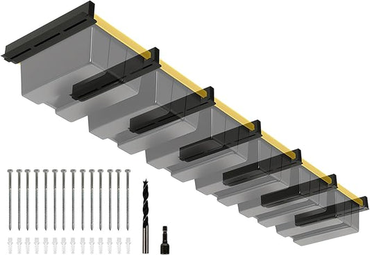 6-bin Overhead Garage Storage Rack, Ceiling Storage Racks Heavy Duty, Powder Coated Tote Storage Rack for Garages, Sheds, Storerooms (7 PCS, for 6 Bins)