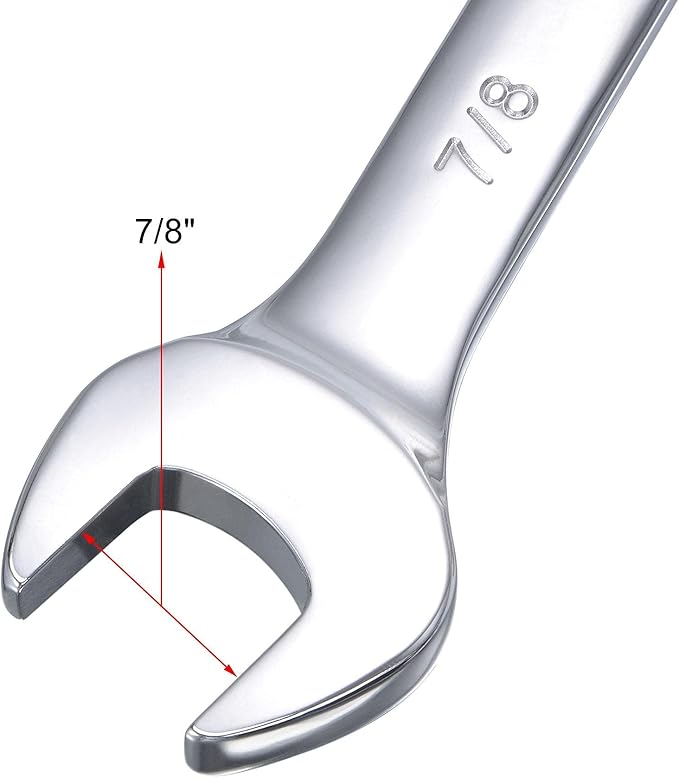 uxcell 7/8 Inch Ratcheting Combination Wrench SAE 72 Teeth 12 Point Ratchet Box Ended Spanner Tools, Cr-V